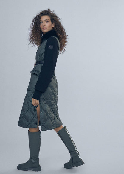 12470016-Quilted coat with belt detail-Kaki