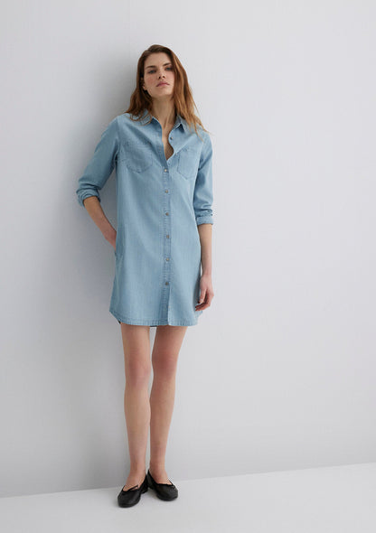 Liz Light Blue Gold Premium Jean Dress