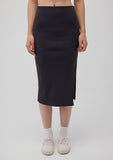 Side Slit Black Midi Skirt