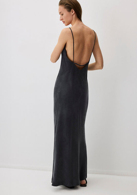 Black Tencel TM Lyocell Strap Dress