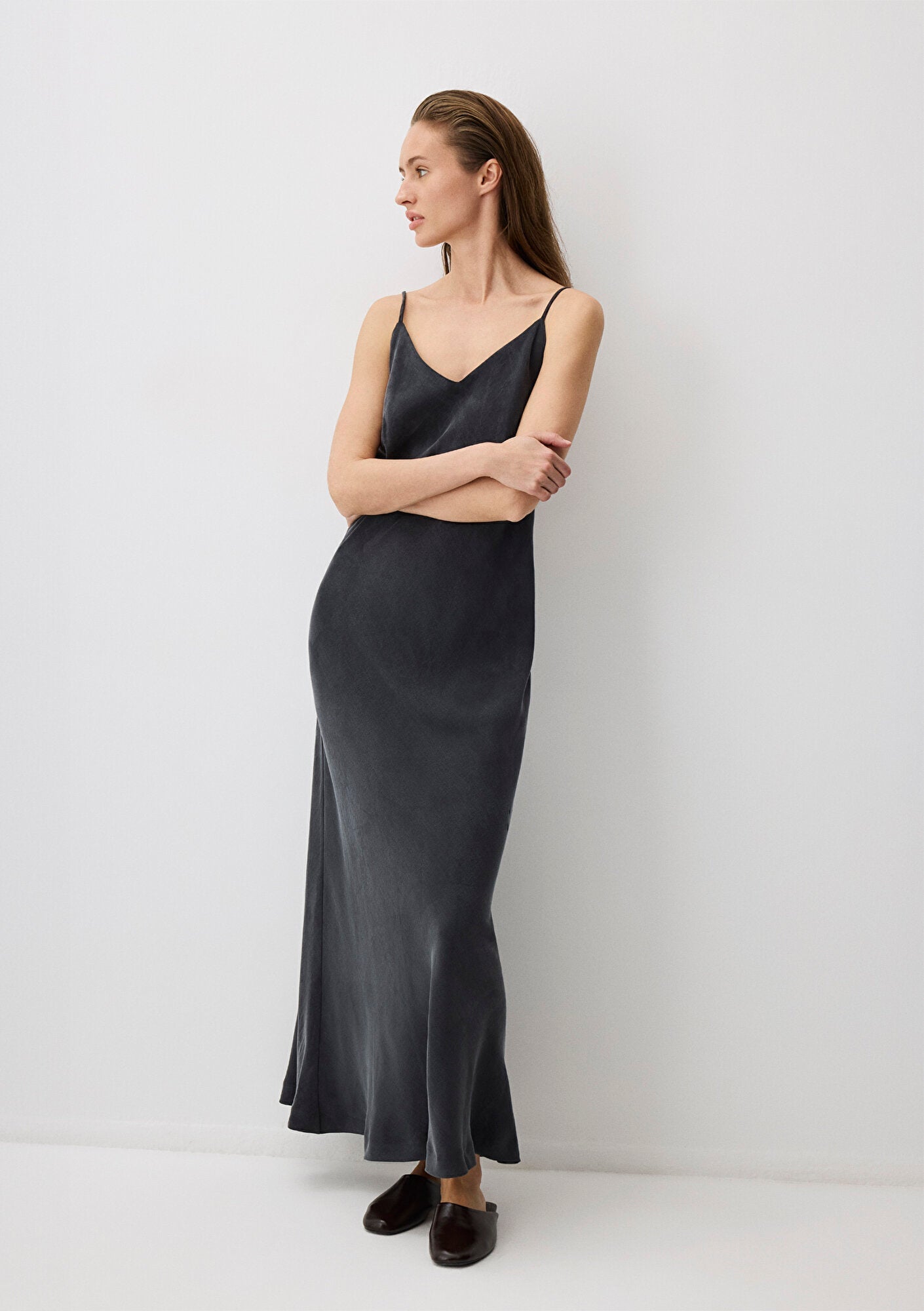 Black Tencel TM Lyocell Strap Dress