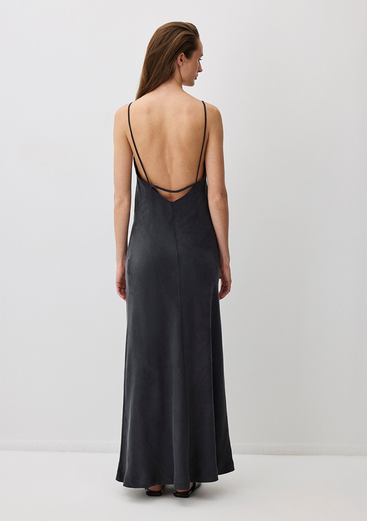 Black Tencel TM Lyocell Strap Dress
