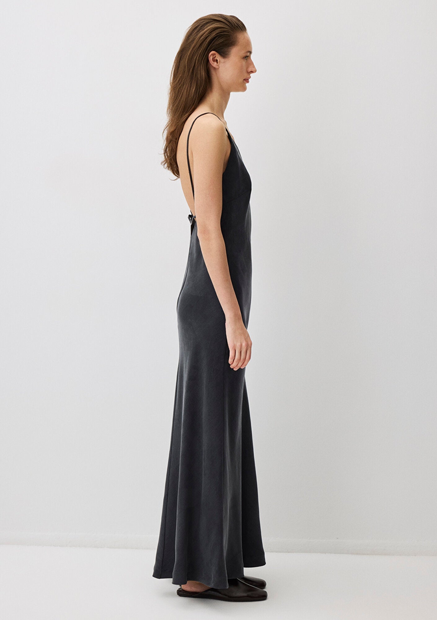 Black Tencel TM Lyocell Strap Dress