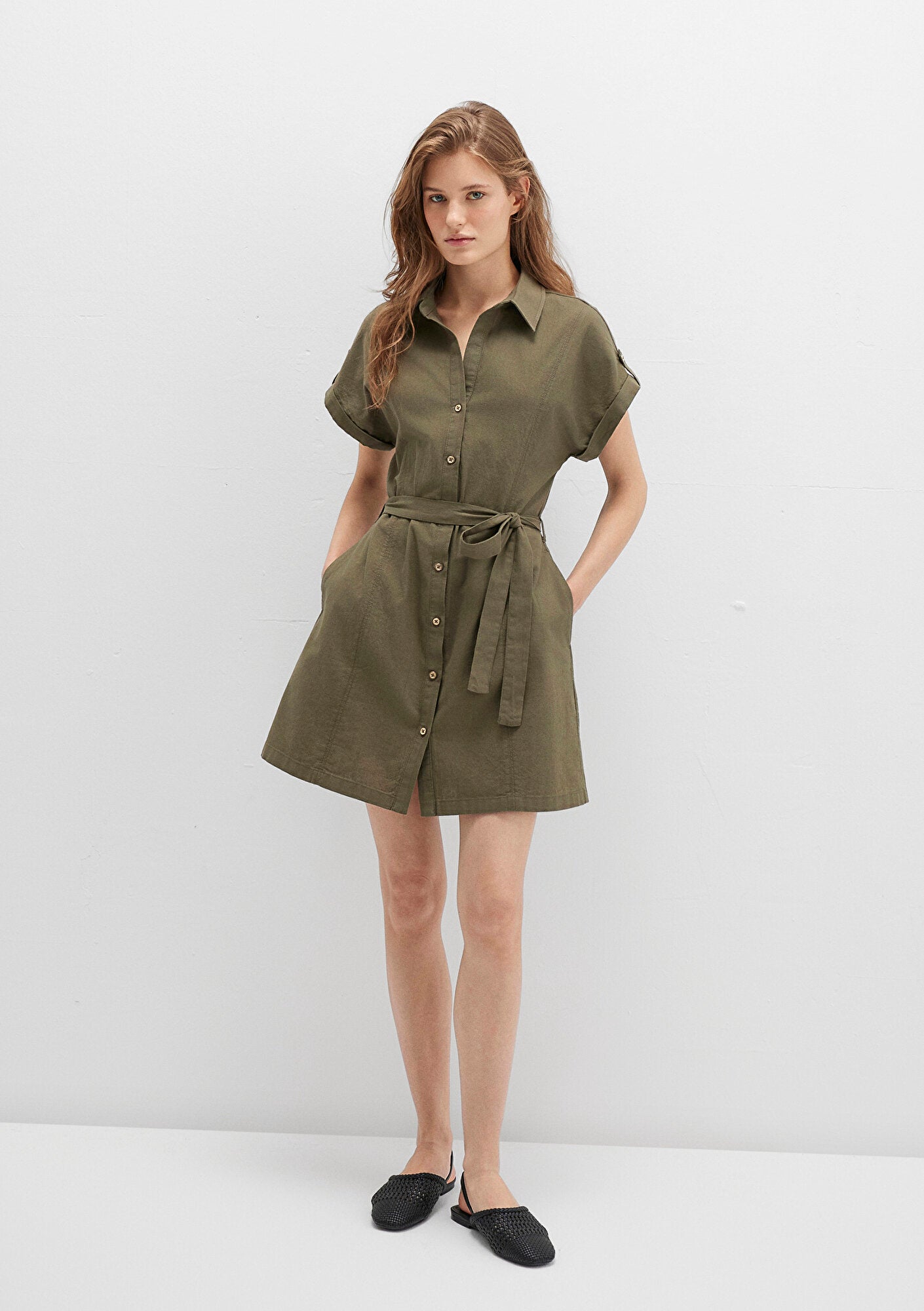 Khaki Shirt Dress