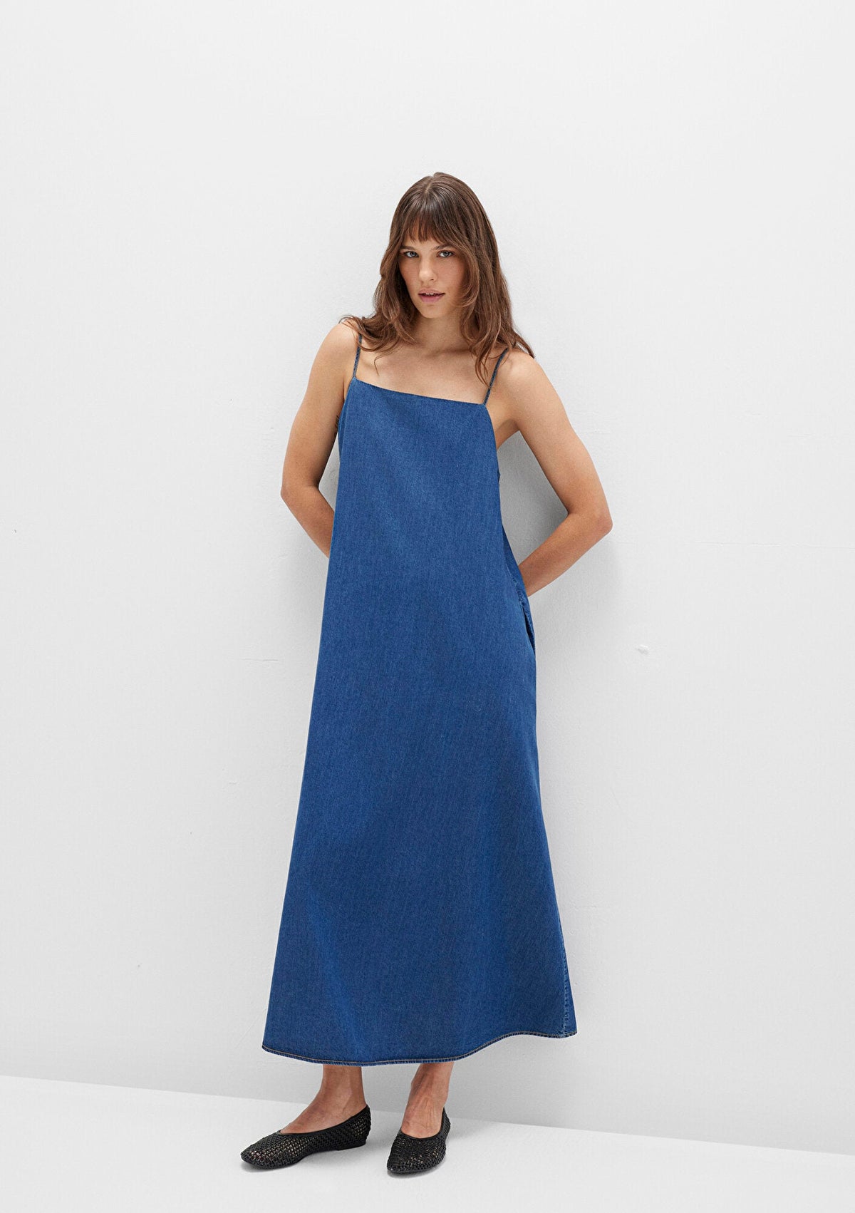 Thin Strap Blue Maxi Dress