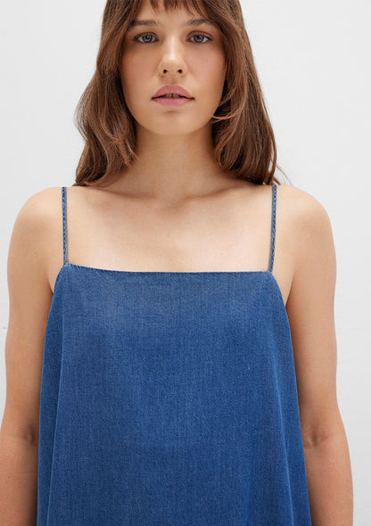 Thin Strap Blue Maxi Dress