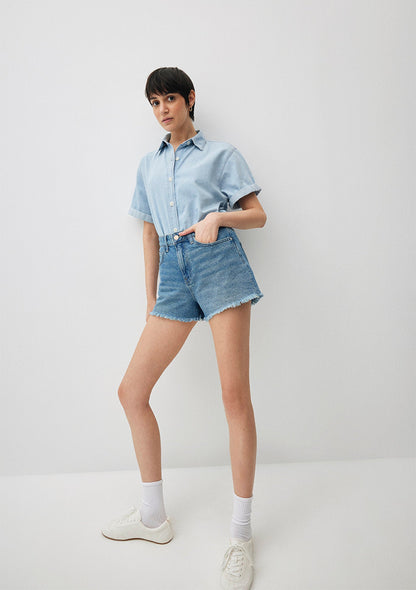 Cherry Mid Shaded 90S Jean Shorts