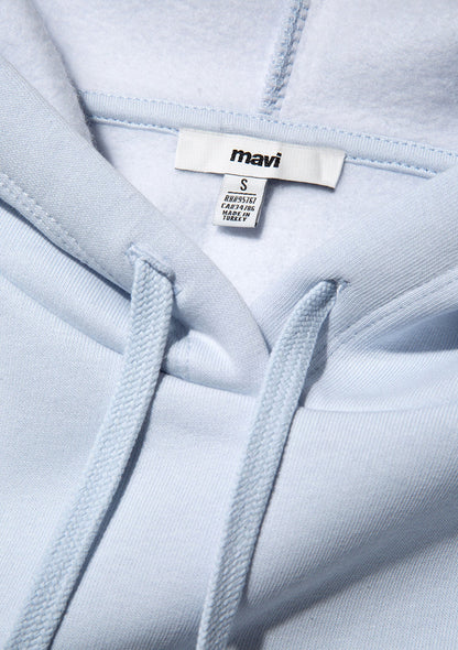 Mavi Logo Printed Hooded Blue Sweatshirt