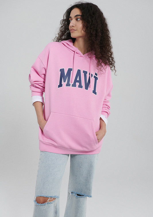 Mavi Logo Printed Pink Sweatshirt