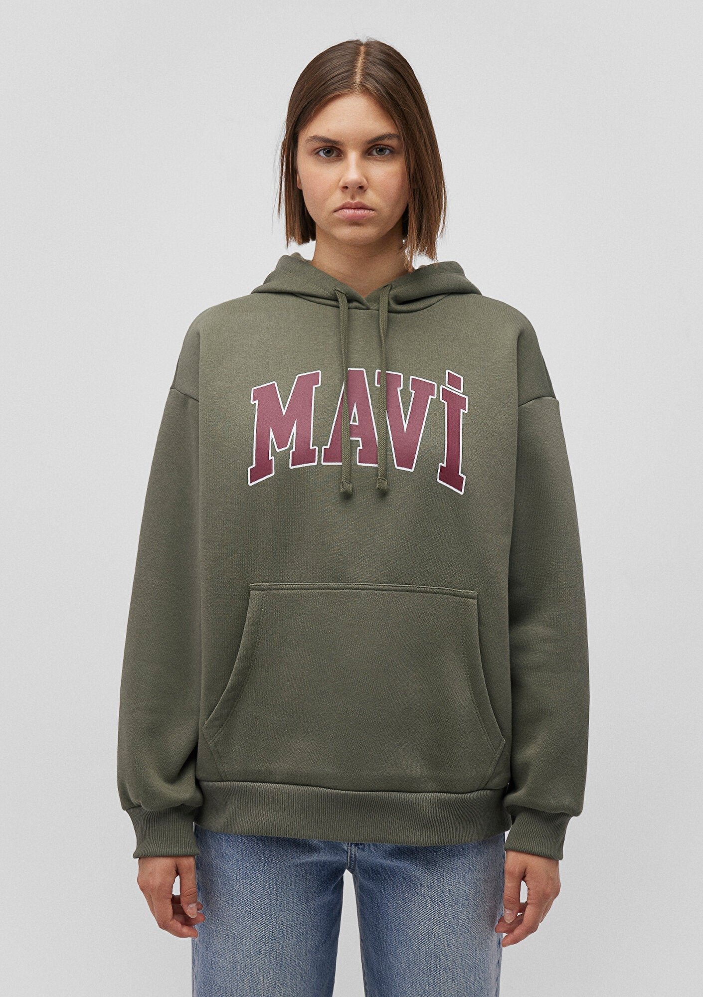 Mavi Logo Printed Hooded Green Sweatshirt