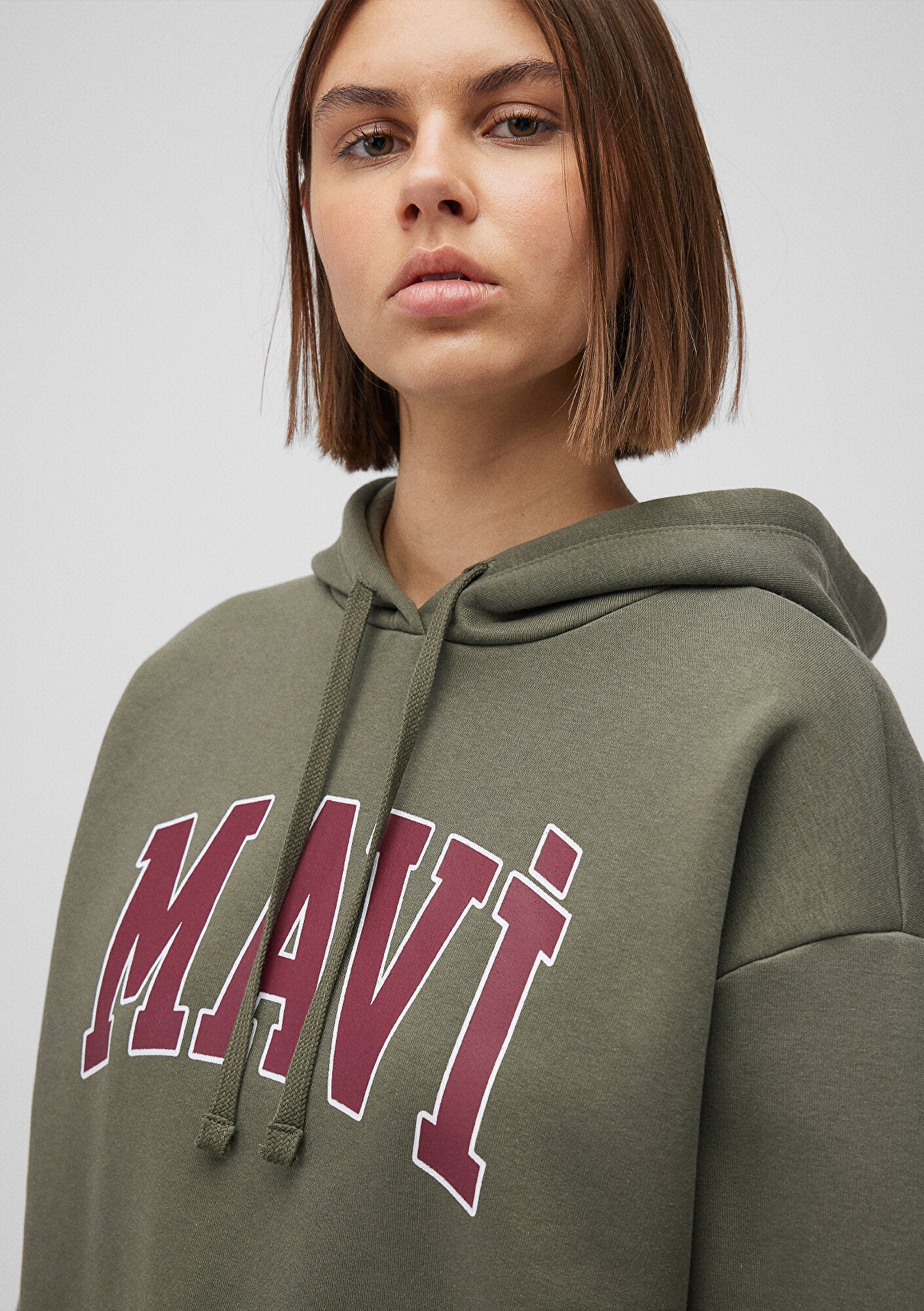 Mavi Logo Printed Hooded Green Sweatshirt
