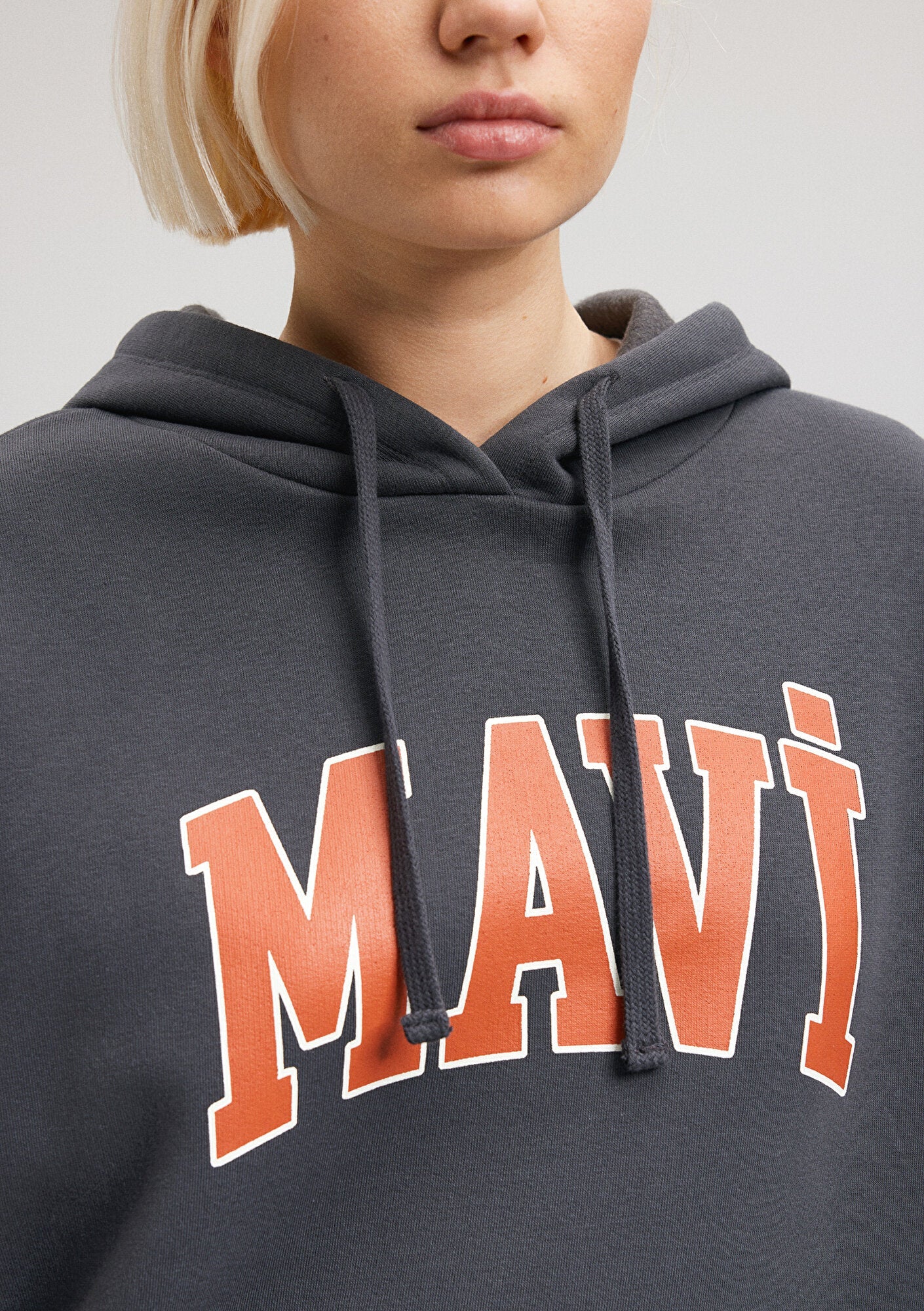 Mavi Logo Printed Hooded Black Sweatshirt
