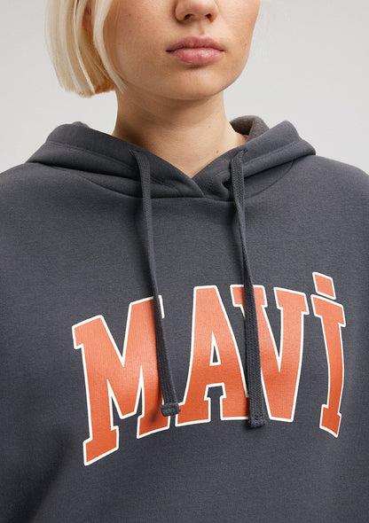 Mavi Logo Printed Hooded Black Sweatshirt