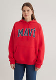 Mavi Logo Printed Hooded Red Sweatshirt