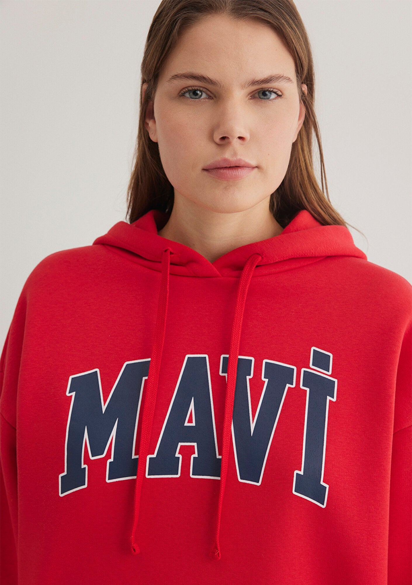 Mavi Logo Printed Hooded Red Sweatshirt
