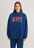 Mavi Logo Printed Hooded Navy Sweatshirt