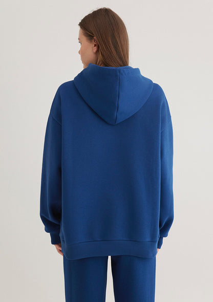 Mavi Logo Printed Hooded Navy Sweatshirt