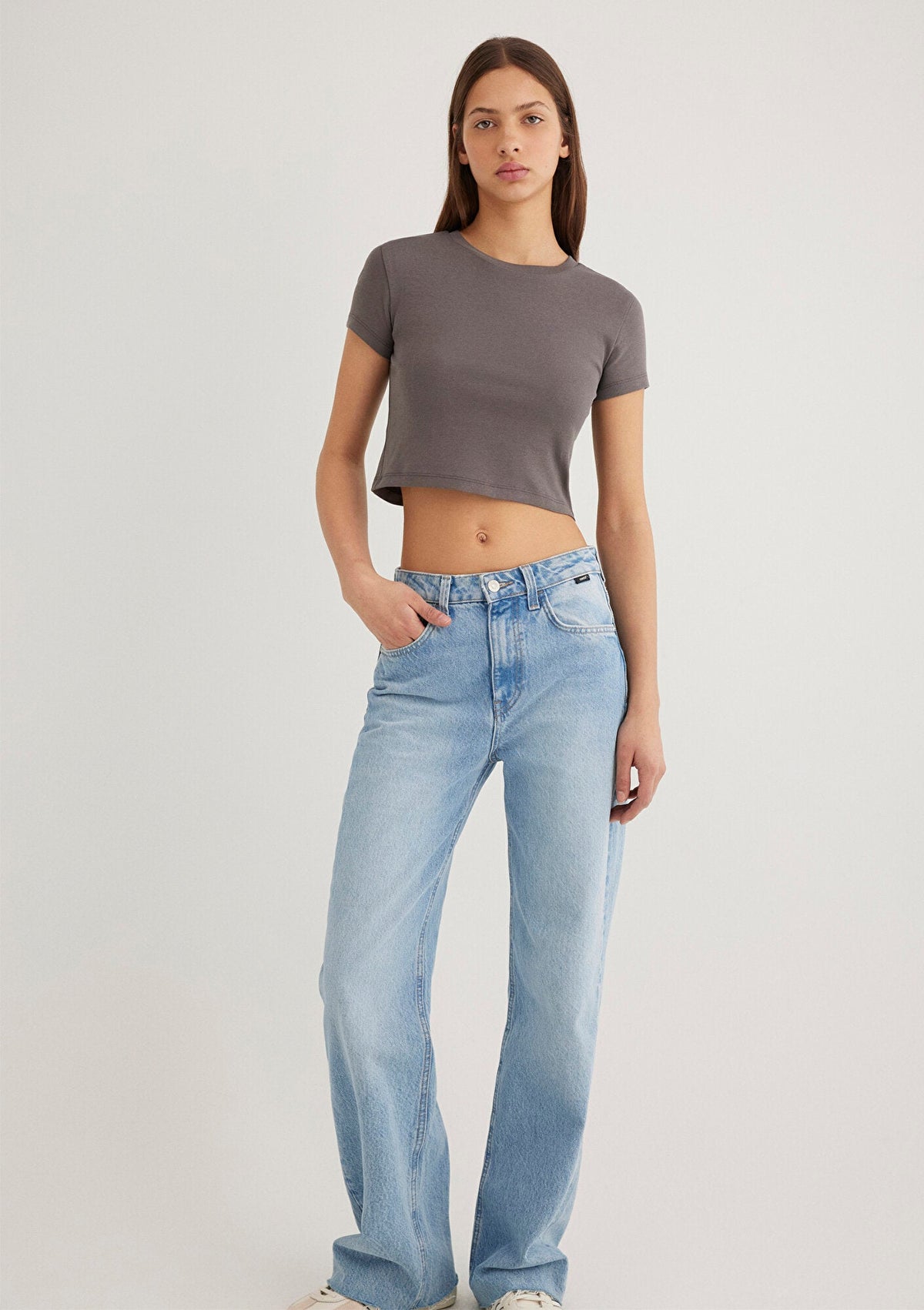 Crew Neck Gray Basic T-Shirt