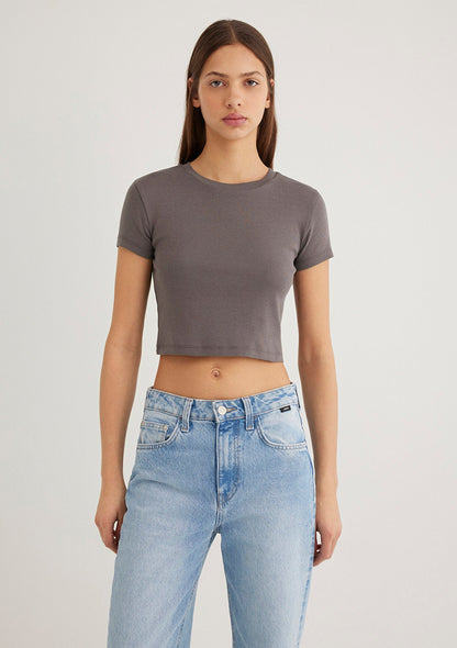 Crew Neck Gray Basic T-Shirt