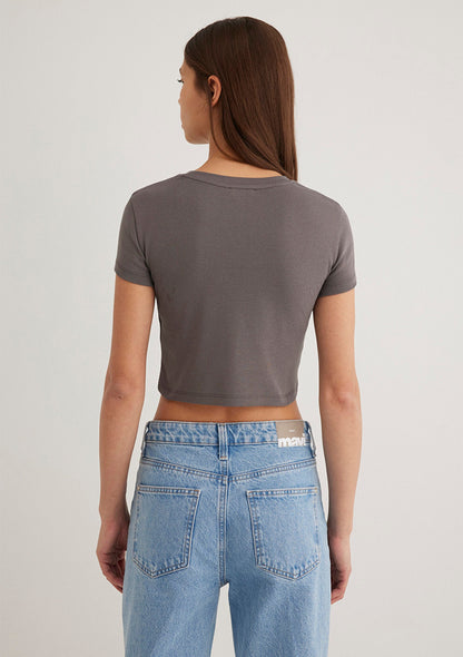 Crew Neck Gray Basic T-Shirt