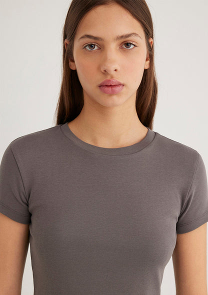 Crew Neck Gray Basic T-Shirt