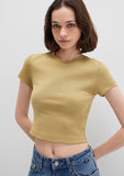 Yellow Basic Crop T-Shirt