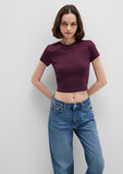 Burgundy Basic Crop T-Shirt