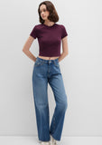 Burgundy Basic Crop T-Shirt