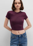 Burgundy Basic Crop T-Shirt