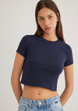 Crew Neck Navy Blue Basic T-Shirt