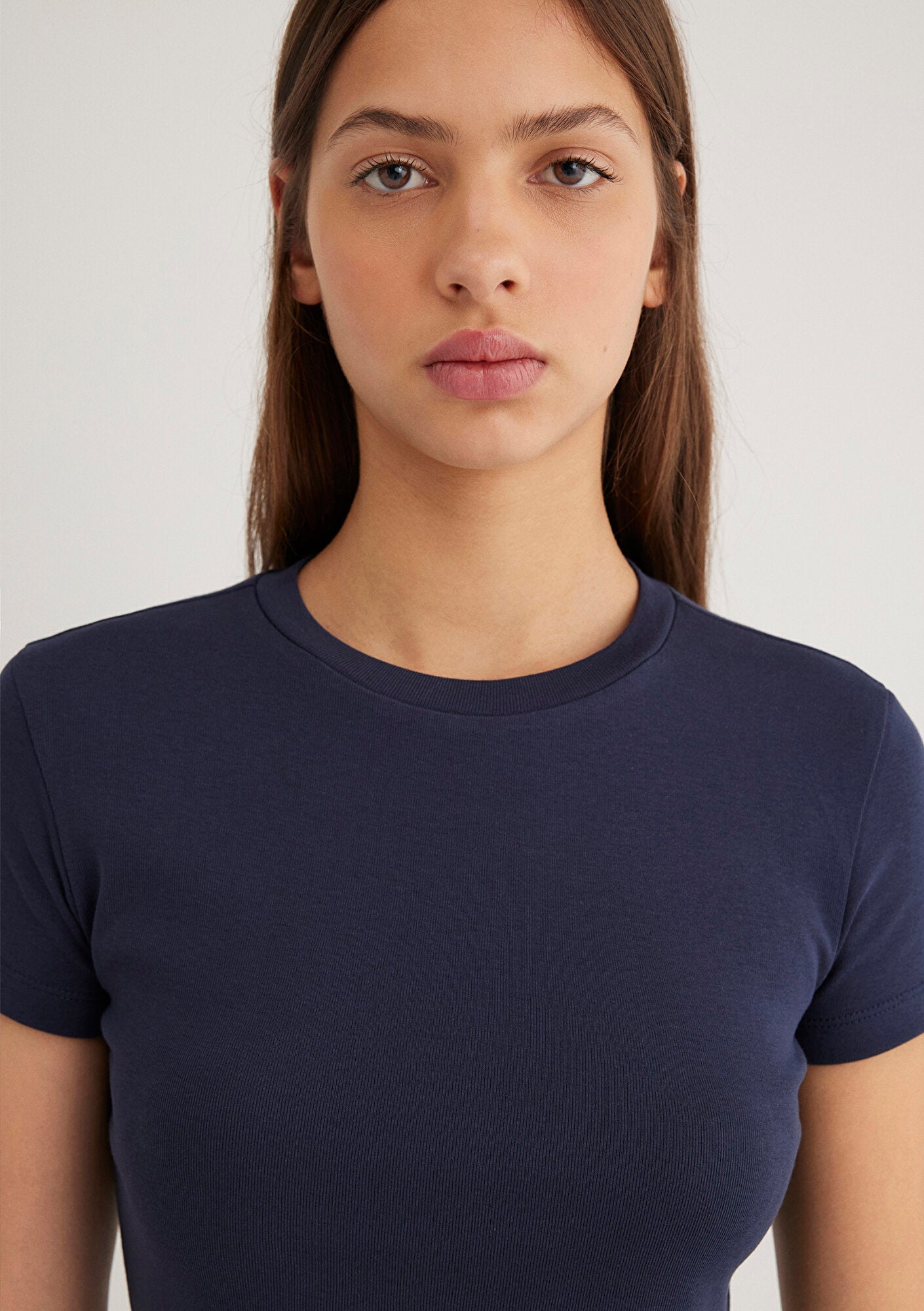 Crew Neck Navy Blue Basic T-Shirt