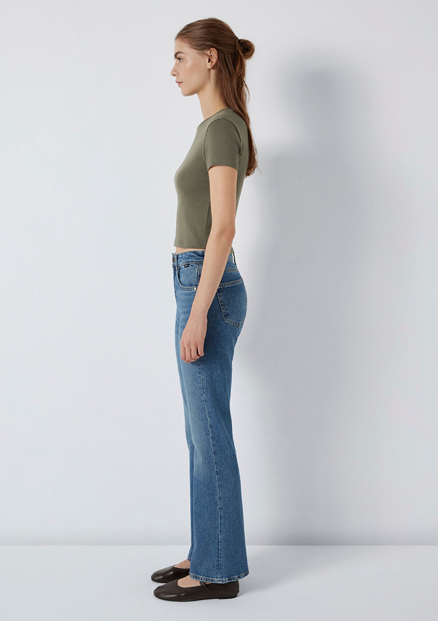 Crew Neck Green Basic T-Shirt