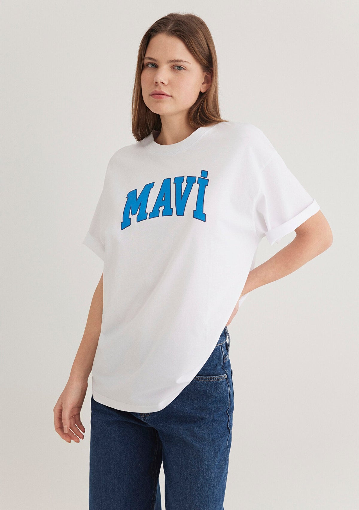 Mavi Logo Printed White T-Shirt
