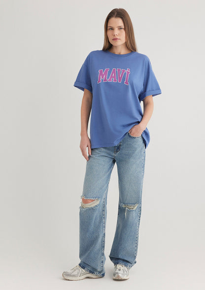 Mavi Logo Printed Blue T-Shirt