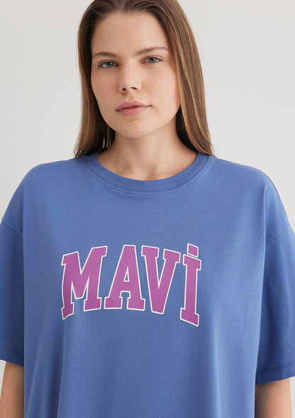 Mavi Logo Printed Blue T-Shirt