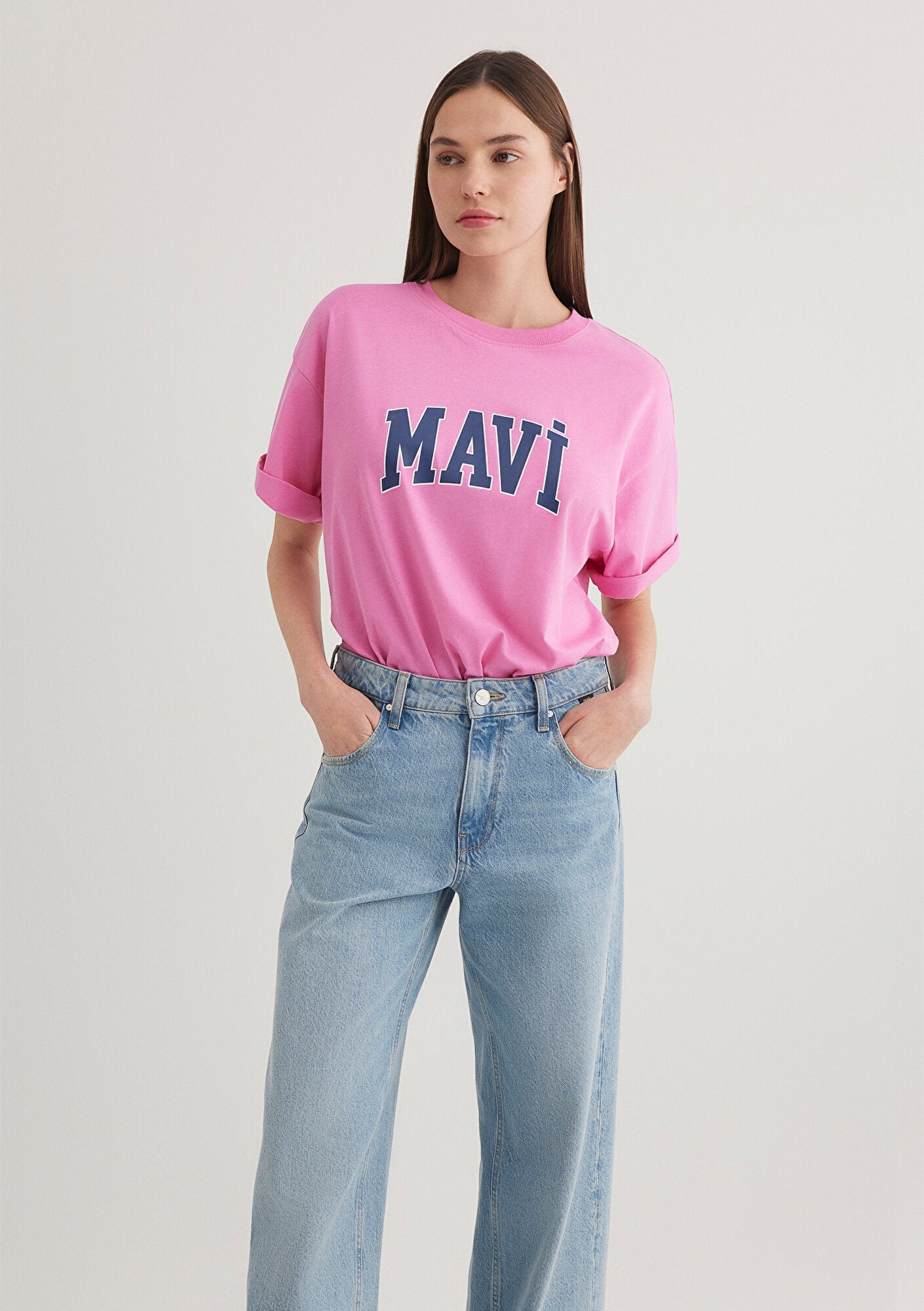 Mavi Logo Printed Pink T-Shirt
