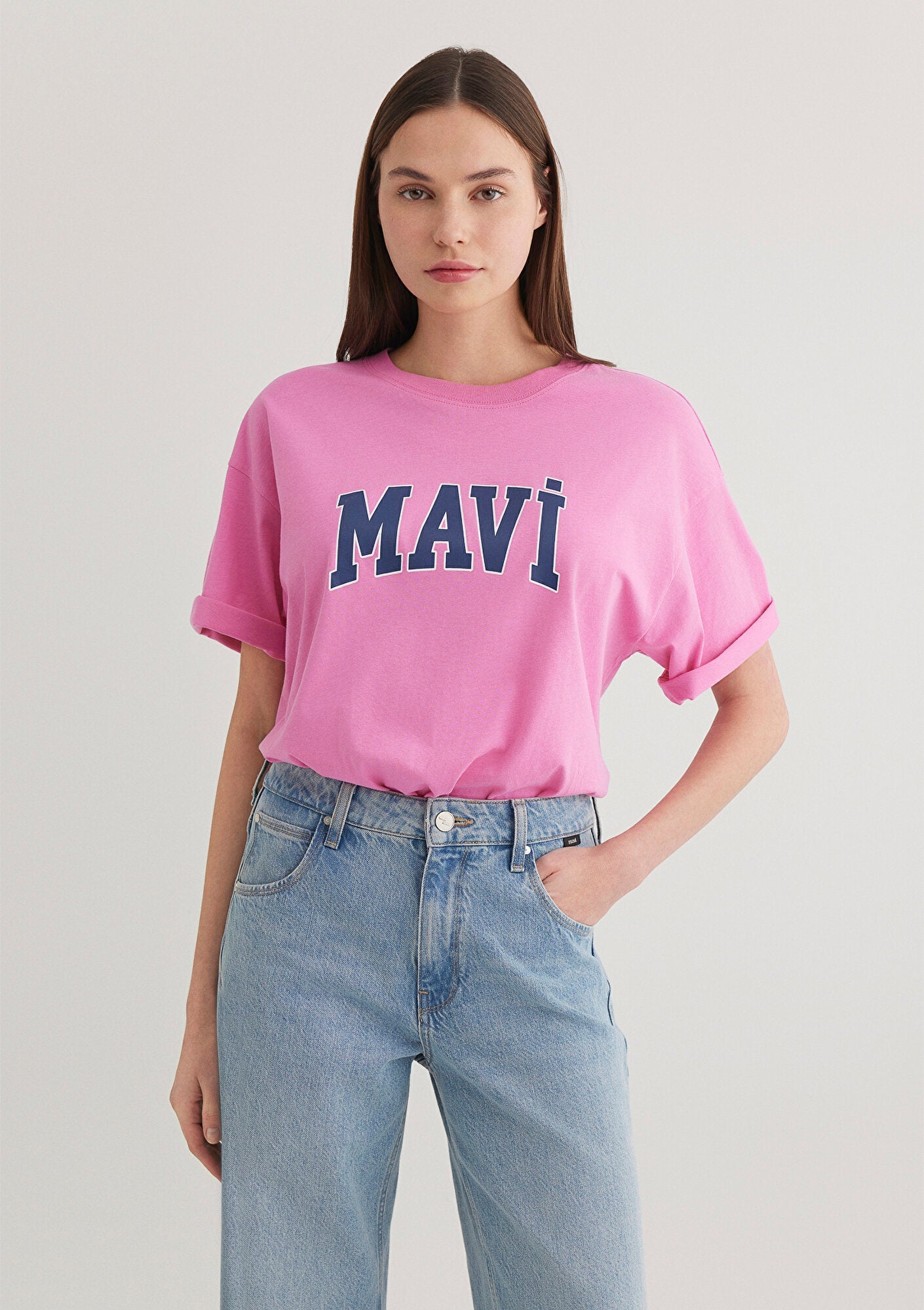 Mavi Logo Printed Pink T-Shirt