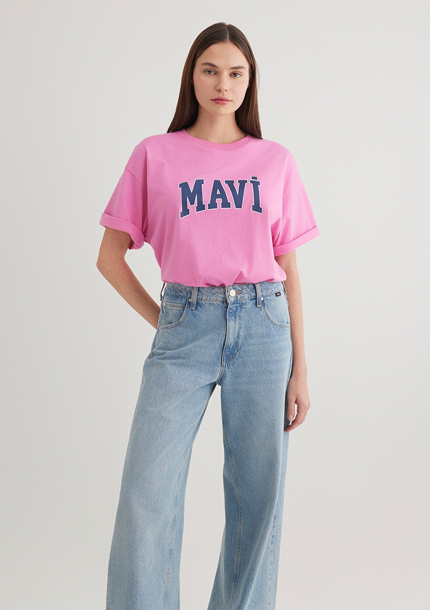 Mavi Logo Printed Pink T-Shirt