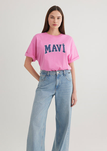 Mavi Logo Printed Pink T-Shirt