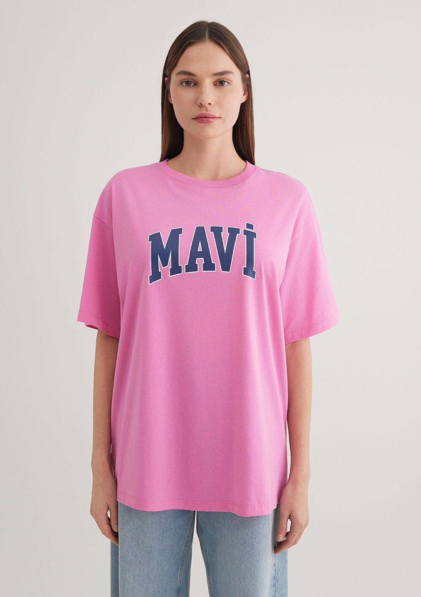 Mavi Logo Printed Pink T-Shirt