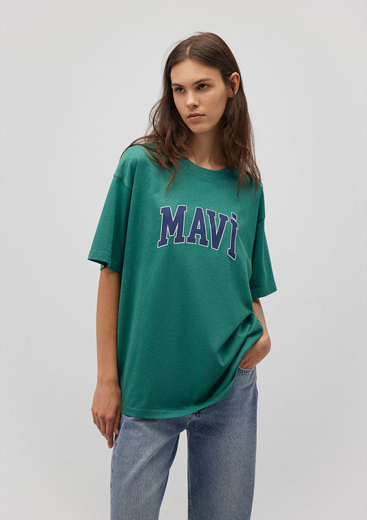 Mavi Logo Printed Green T-Shirt