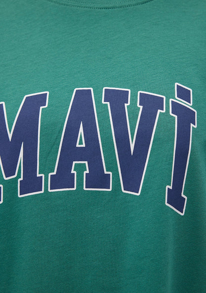 Mavi Logo Printed Green T-Shirt