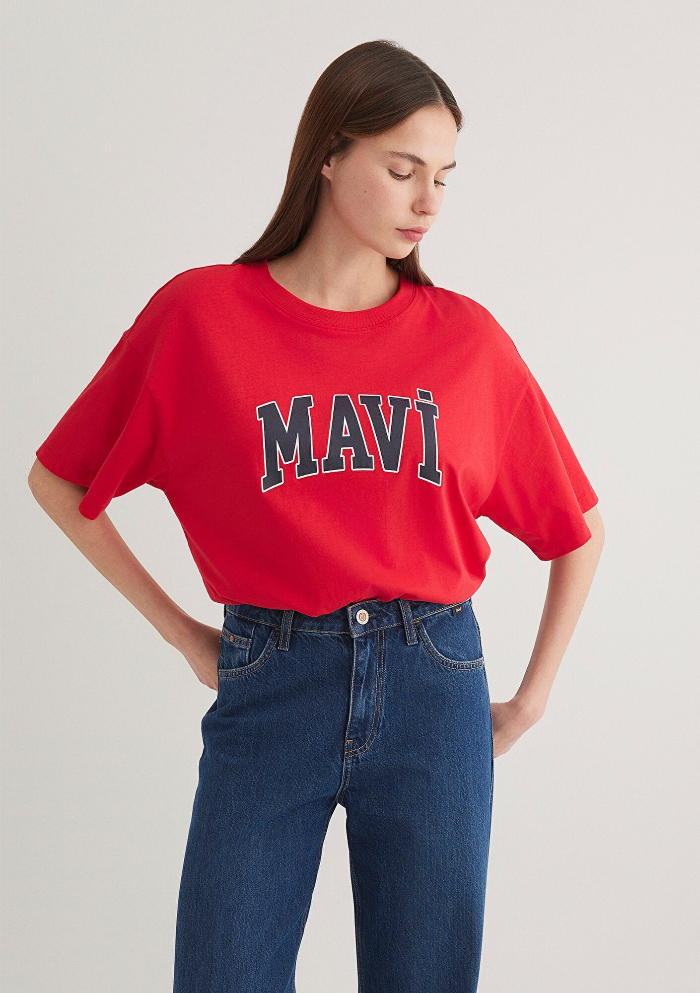 Mavi Logo Printed Red T-Shirt