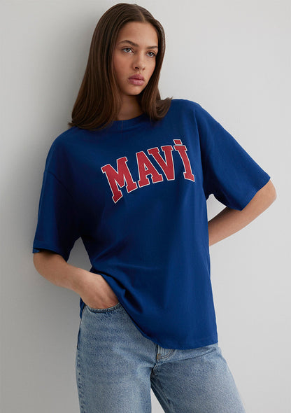 Mavi Logo Printed Navy T-Shirt