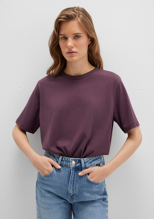 Crew Neck Burgundy Basic T-Shirt