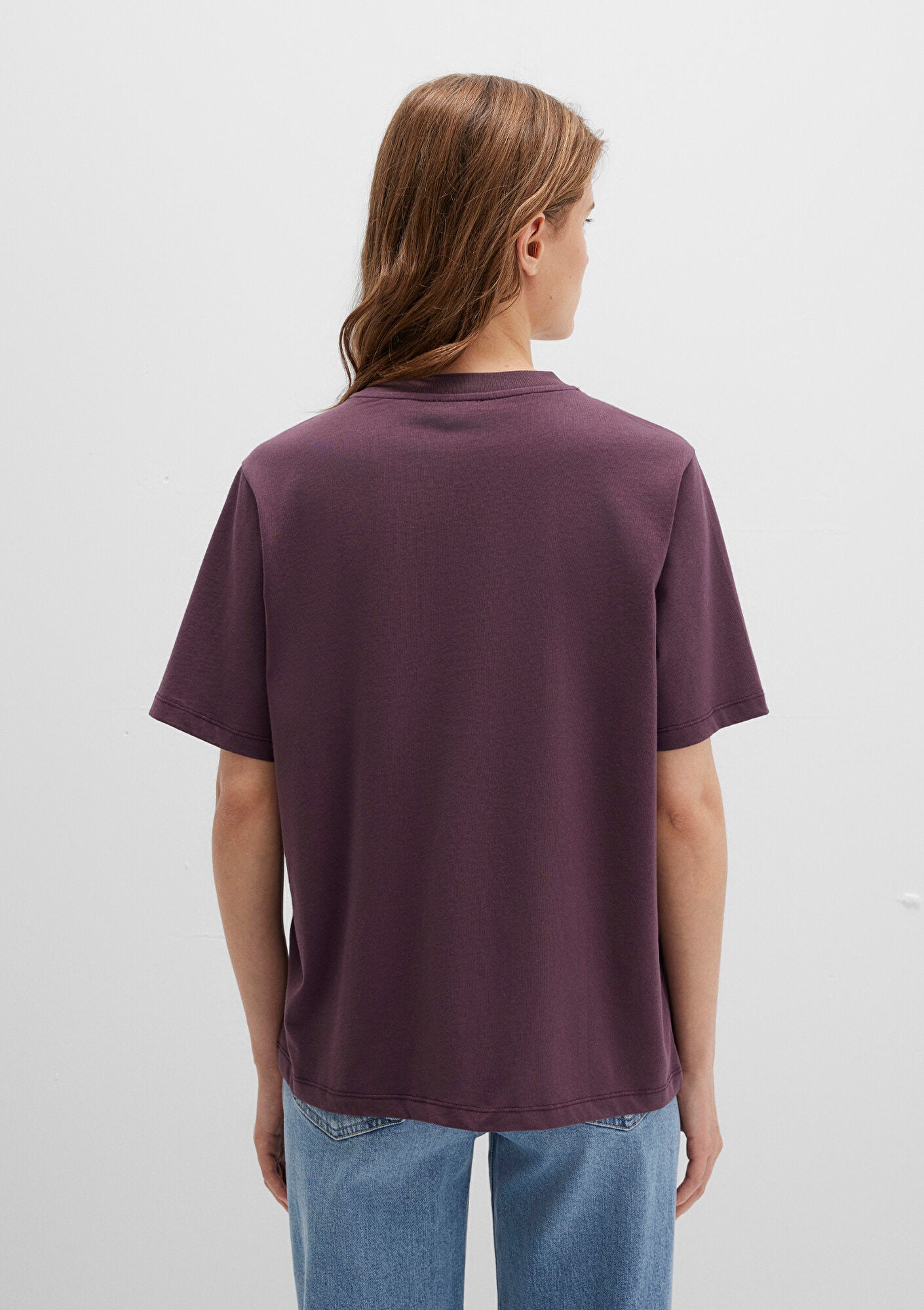 Crew Neck Burgundy Basic T-Shirt