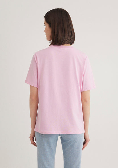 Crew Neck Pink Basic T-Shirt