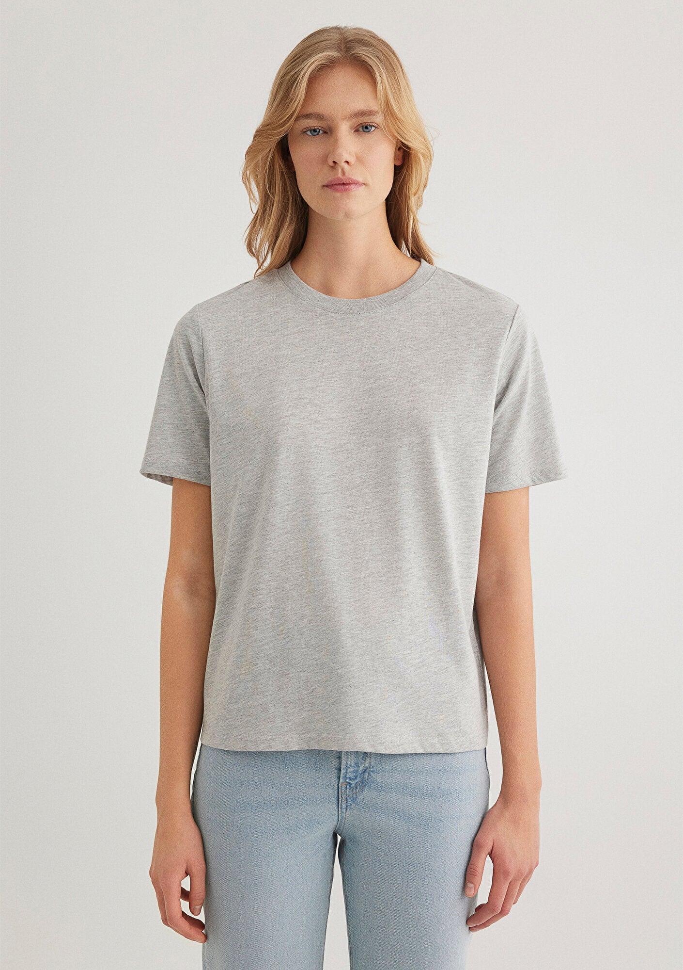 Crew Neck Grey Basic T-Shirt