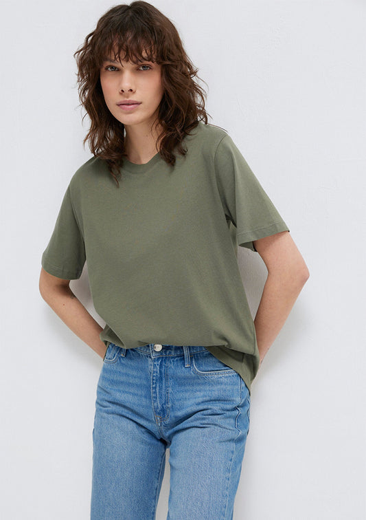 Crew Neck Green Basic T-Shirt