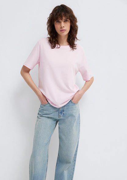 Crew Neck Pink Basic T-Shirt